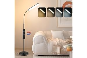 VARICART Lampada da Terra LED Dimmerabile, 18W 1800LM Luminoso Lettura Piantana con 4 Temperatura di Colore, Touch Control e Telecomando, Timer 1H, Lampada da Terra per Soggiorno, Camera da Letto