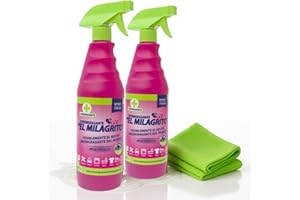 IAMI Pack 2 Quitagrasas ElMilagrito Pistola 750ml + Bayeta Microfibra 30x40cm | Potente Desengrasante Multiusos para Cocina, Hornos, Microondas, Industrial y Más