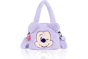 MINISO Small Crossbody Bags for Girls, Cute Disney Shoulder Bags for Kids, Handbag with Adjustable Strap, Lovely Cartoon Plush Purse Bag for Girls Disney Gifts