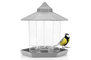 WILDLIFE FRIEND I Comedero para Pájaros de Acrílico - Comedero Aves Colgante Transparente y Anthracite - Comedero Exterior Farolillo para Pájaros