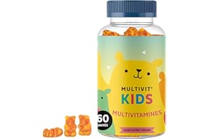 Gummies Multivitamines Pour Enfants Dès 4 ans, Multivit' Kids – Soutien Défenses Immunitaires – Avec Vitamines B12, C, D, E et Iode – 60 unités (1 mois), Vegan, Sans Sucre, Bears with Benefits