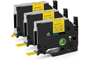 MarkField 3x TZ-631 12mm Ruban Compatible avec Brother P-touch TZe-631 12mm 0.47 Noir sur Jaune Laminé Cassettes, pour ptouch PT-H100LB PT-E100 PT-D400 PT-1250 PT-H110 PT-1000 PT-1010R PT-D210