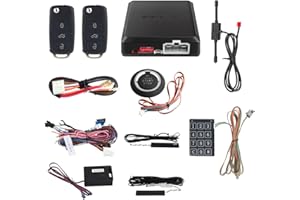 EASYGUARD PKE car alarm system with remote start starter push start stop button touch password entry uncut key blade FSK technology code rolling ec002-v-ns