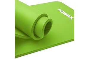 POWRX Colchoneta Fitness Antideslizante 190 x 60, 80, 100 cm - Esterilla deporte ideal para Yoga, Pilates y Gimnasia - Extra Suave y Grosor de 1,5 cm o 1 cm - Ecológica con Cinta para Transporte y Funda + Poster
