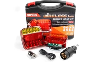 Qiping Wireless Rear Trailer Lights Magnetic 12V Towing Board LED Tail Lamps Kit for Car Truck Caravan Lorry RV- Rechargeable, Waterproof, E11 Approved