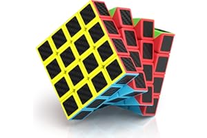 ROXENDA Cube de Vitesse 4x4, Cube Magique 4x4x4 Sticker Fibre de Carbone Super-Durable avec des Couleurs Vives (4x4x4)