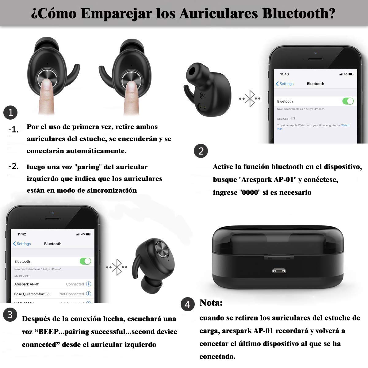 Auriculares-Bluetooth-Inalmbricos-Deportivos-Arespark-Mini-Twins-Stereo-Auriculares-Manos-Libres-con-Caja-de-Carga-y-Micrfono-Integrado-Bluetooth-50-para-Dispositivos-iOS-y-Android