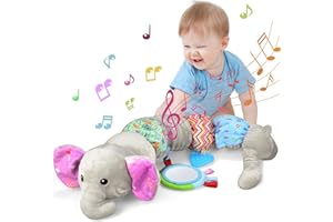 Clatoy Baby Toys 0 3 6 12 Months, Musical Sensory Toys for Babies 6-12 Months, Baby Essentials for Newborn Montessori Toys for 0-12 Month Olds, Baby Boy Girl Gifts (Elephant)