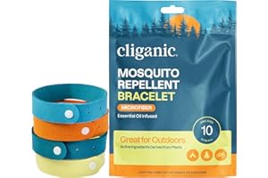 Cliganic Mosquito Repellent Microfiber Bracelets (10 Count) - for Adults and Kids, DEET Free Wristbands