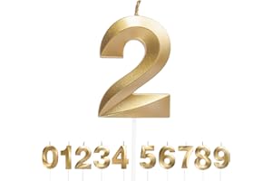 ‎URAQT URAQT Geburtstag Zahl Kerzen, Gold Glitzer Geburtstagskerzen, Dekorative Geburtstagstorte, Hochzeitsparty, Abschlussfeier Usw 2