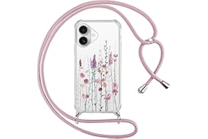 Yoedge Handyband Handyhülle für iPhone 17 6,3" Hülle mit Band, Durchsichtig Aesthetic Muster Blumen Case mit Kordel zum Umhängen, Weiche Silikon TPU + PC Stoßfest Schutzhülle Cover für iPhone 17, 03