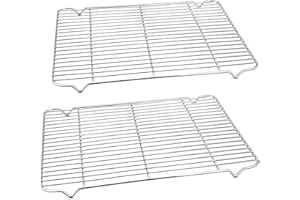WORDMOUK Griglia di raffreddamento in acciaio inox per cottura a filo spesso per arrostire, grigliare, essiccazione, anti ruggine, rettangolare mini teglia da forno griglia di raffreddamento (2 pezzi)