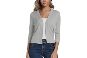 EXCHIC Donna Elegante 3/4 Maniche Bolero Cardigan Corto Open Front Maglioni Coprispalle