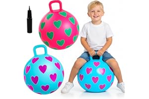 INPODAK 2Pack 15inch Space Hopper Anti-slip Hopper Ball with Handle Inflatable Jumping Ball with Handpump 40cm Space Hoppers for Kids Age 3 to 6 Boys Girls Indoor Outdoor Garden Yard Hopping Toys