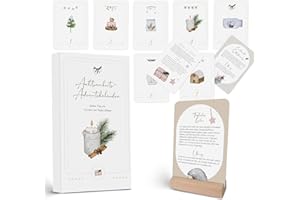 Legezon Achtsamkeit Adventskalender 2025 – 24 Aquarellkarten mit Übungen & Affirmationen, inkl. Holzfuß, Klammern & Juteschnur zum Aufhängen, Weihnachtskalender & Tischdeko Geschenkidee