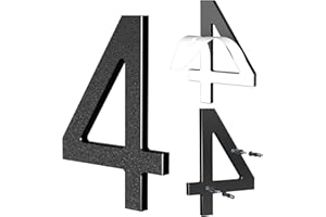 Yafimea 15 cm Hausnummer Schwarz, Große Hausnummer aus Kunststoff mit Klebe- oder Schraubmontage, Wetterfest für Außenbereich, 3D Floating-Effekt für Wand oder Zaun (4)