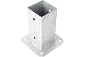 ADGO Soporte Cuadrado de Poste de Anclaje Atornillado de Base de Poste 80 x 80 mm, para Suelo, Hormigón, Cercas, Cenadores, Garaje, Cobertizos, Lámina de Metal Galvanizado Anticorrosivo Plateado
