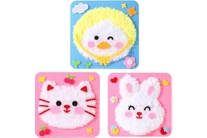 VIMAZ DIY Embroidery Doll Set, 2025 New Hot Cartoon Animal Sewing Craft Kit, Handwork Cartoon Animal Embroidery kit, Embroidery Doll Craft kit for Kids (3pcs-D)