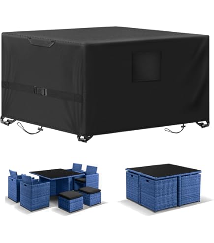 IUCUHE Housse Salon De Jardin Baches Imperméables Pour Exterieur 260x260x20cm/Longueur X Largeur X Hauteur Housse De Protection Salon De Jardin | Tissu Oxford 420D Anti-UV Coupe-Vent