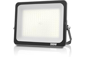 JBdusn Projecteur LED 200W, Superlumineux Eclairage de Sécurité Blanc Froid 6500K, Luminaire Exterieur LED IP66, Spot Exterieur Floodlight pour Jardin Stade Garage entrepôt Magasin Atelier Dépôt