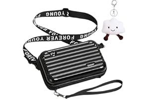 UYDF Mini Borsa Valigia da Donna, Mini Valigia Borsa a Tracolla Donna, Borsa con Guscio Rigido in PVC, Portatile Piccola Borsa a Forma di Valigia per Cellulare da 6,5"