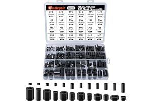 Celepoir 500 Stycken ABS Distanshållare Plast Svart 24 Storlekar, Distanshylsor M3 M4 M6 M8, Distanshylsor Plast, Isolering Distanshållare