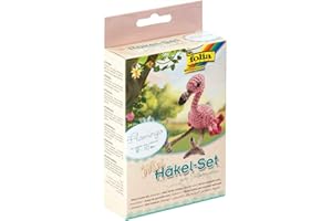 folia 23914 Mini Flamingo Crochet Set, Approx. 8-10 cm, Colourful