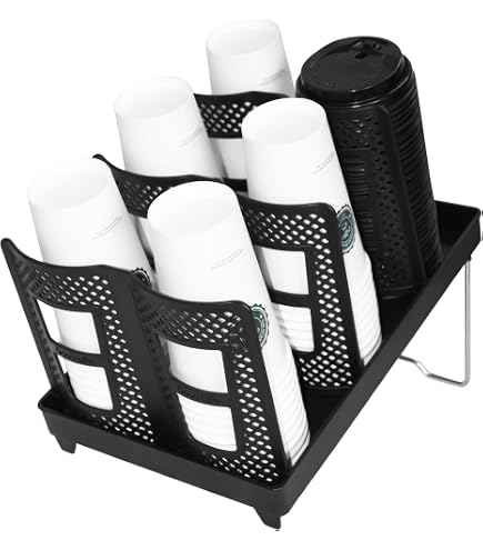 Pappbecher-Organizer Mit Drehbarem Design – 4 Fächer Für Tassen & Deckel, Grau, Aus BPA-freiem Kunststoff