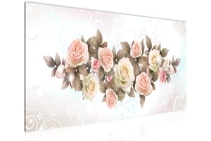 Runa Art Cuadro Decorativo Flores Rosas 1 Parte Moderno Cuadro Lienzo no Tejido para Sala Adorno Floral Rosa Beige 022312a