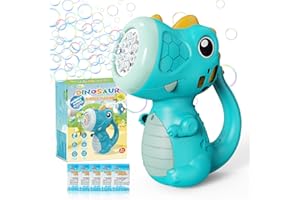 P PANACARE Dinosaur Bubble Machine for Kids Automatic Bubble Maker with Lights,5000+ Bubbles per Minute/Bubble Solution Included Best Summer Outdoor Dinosaur Bubble Toy for Kids Birthday Party Favors