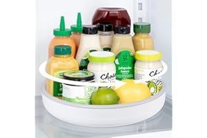 BILLYBATH Plato Giratorio para frigorífico, Organizador Lazy Susan 25 cm, Estante para Especias de Cocina, Organizador de Especias, Antideslizante, Giratorio para Cocina, Estante de Almacenamiento, despensa,