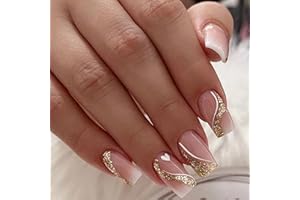 Sethexy Krótkie, sztuczne paznokcie, różowe, błyszczące, sztuczne paznokcie, brokat, dla kobiet i dziewcząt, 24 szt. (3)