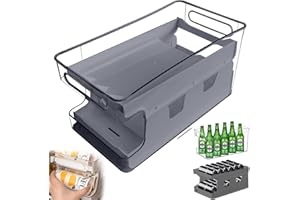 QINGLEE 2 Niveles Organizador de Nevera Latas, Organizador de Latas para Frigorifico Transparente, Organizador Frigorifico Automáticas Rodantes y Encajables, Organizadores para Nevera, Cocina