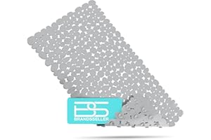 BRANDSSELLER-Tappetino per Vasca da Bagno Antiscivolo in Effetto Pietra Grigio 70x35cm