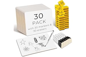 Ohuhu 30 Pack Mini Whiteboard A4, Double Sided Dry Erase White Board with 30 Pens and 30 Erasers, Portable Small Whiteboard Drawing Learning for Kid Students Classroom, Home, and Office, 22 x 30 cm