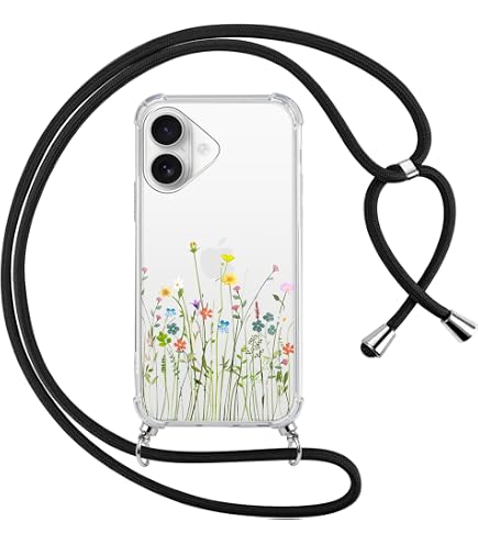 Custodia In Silicone Per IPhone 15 Con Cordino Regolabile – Design Floreale Astratto, Blu, Antiurto E Anti-graffio - 2