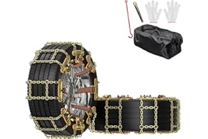SUNYRISY Snow Chains 8 Pack, Emergency Tire Chains for Cars/SUVs/Pickup Trucks, Thickened Anti Slip Tire Traction Chains Universal Snow Tyre Chains for Tyres Width 215-285mm