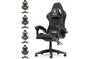 bigzzia Sedia da Gaming, Sedia Ergonomica Gaming con Cuscino Lombare+Poggiatesta,Sedia da Ufficio e Computer Regolabile in Altezza Per Adulti,Ragazze,Ragazzi (senza poggiapiedi, nero)