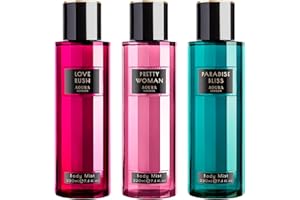 Aoura London Womens Pretty Woman, Paradise Bliss, Love Rush Body Mist Mixed Fragrance Spray 220ml Bundle (Pack of 3)