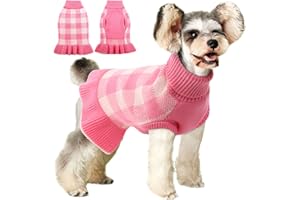 Hjyokuso Cane Maglione Maglione di Natale, Cane Gatto Morbido Pullover di Maglieria Vestiti, Inverno Caldo Cane Cappotto Maglione Giacca, per cani domestici piccoli, medi e grandi - Rosa, M