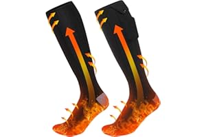 2023 Calze Riscaldate a Batteria, Ferdiiz 2 x 5000mAh/5V Max. 12 Ore Inverno Ricaricabili Calzini USB Riscaldati Scaldapiedi Elettrico Calze al ginocchio con 4 Temperature per l'intero Plantare