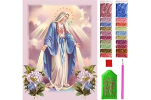 ARTULIO Diamond Painting - Vierge Marie avec des fleurs - 30x40 cm – 5D Peinture Diamant Painting, Tableau Diamant