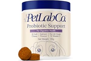PetLab Co. Probiotics for Dogs, Support Gut Health, Occasional Diarrhea, Digestive Health & Seasonal Allergies - Salmon Flavor - 30 Soft Chews