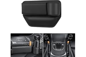 Zueyen Autositz Lückenfüller Organizer Mit Getränkehalter,PU Leder Aufbewahrungsbox Mit Kabelloch,für Handys,Schlüssel(Beifahrerposition)