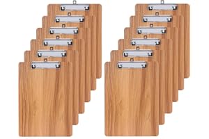 GUOKOFF 12 Pièces En Bois Porte-bloc A5 avec Pince, Clipboard A5, Porte Bloc Avec Pince, Planchettes à Pince pour Papier d'écriture Memo des Dossiers, Porte Document A5 Avec Clip
