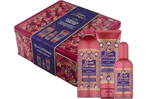 Tesori d'Oriente Set Regalo, Bagnocrema 500 ml, Doccia 250 ml e Profumo Aromatico 100 ml, Fragranza Persian Dream, Confezione Regalo, Scatola in Latta
