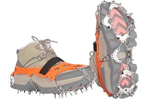 ‎BLUEVER BLUEVER Ice Klampen Steigeisen, Steigeisen für Bergschuhe,32 Edelstahl Spikes Schuhkrallen, Great für Wandern Trekking Klettern Bergsteigen Angeln Herren Damen Winter Außenaktivität
