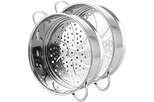 ZOFUN 2 Stück Kleiner Dampfgarer Einsatz, 20cm Edelstahl Dämpfeinsatz Dämpfer Topf Dünsteinsatz Dampfgarer für KochtöPfe, Dampfgitter für Kochtöpfe, Schnellkochtopf Dünsten von Gemüse Früchte Eier