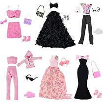 Set Di 2 Vestiti Per Bambole 35-45 Cm, Abiti Hawaiani Con Gonna Rosa, Cappotto, Occhiali, Accessori