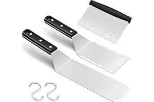 Joyfair Griddle Spatula, Stainless Steel BBQ Spatula Set of 3, Burger Turner/Griddle Accessories/Pancake Flipper Great for Cast Iron BBQ Grill Flat Top, Commercial Grade & Dishwasher Safe